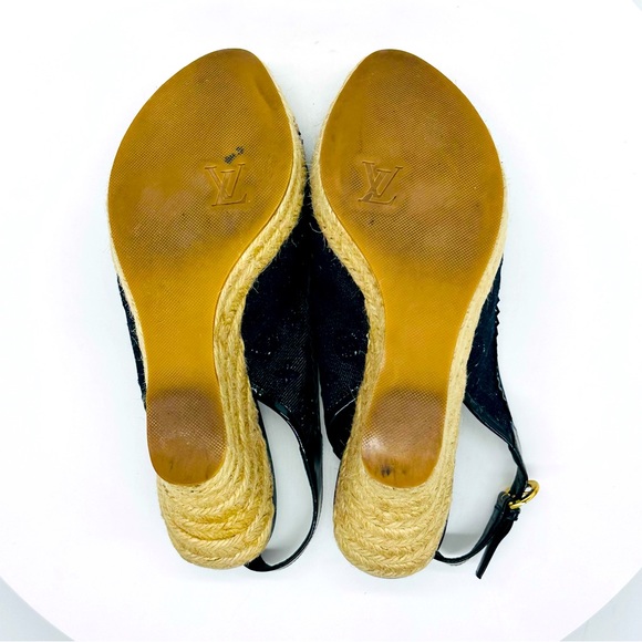 Authentic Louis Vuitton Monogram Wedge Espadrille 7 EUC - Picture 12 of 15